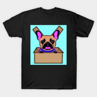 AI generated French Bulldog in cardboard box T-Shirt